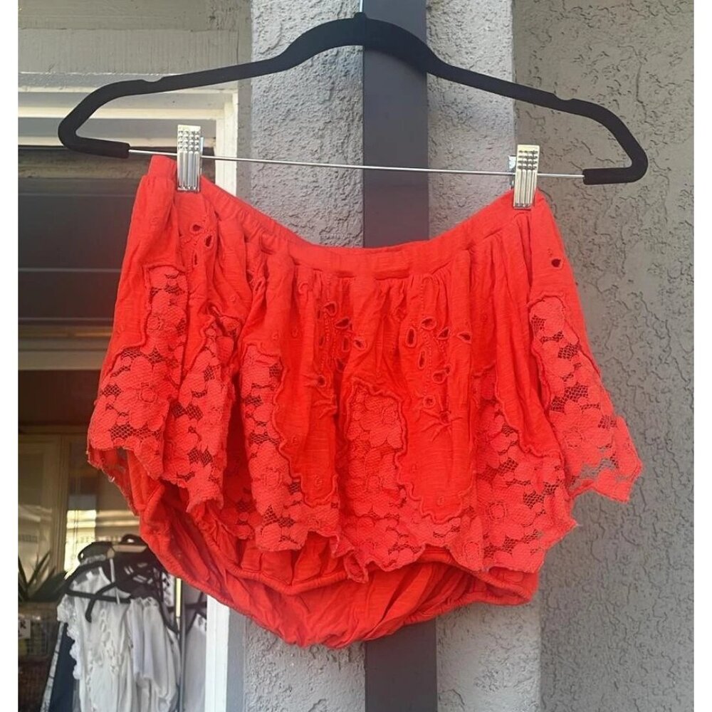 Free People Floral Eyelet Embroidered Tube Blouse Top XS